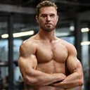 Portrét muže, který nabral svalovou hmotu a je v dobré kondici.