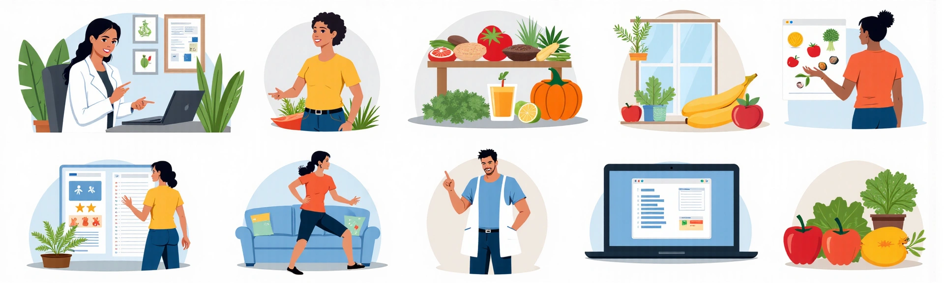 Ilustrace různých typů nutriologických služeb